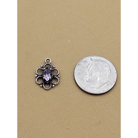 Vintage Small 925 NV Sterling silver Amethyst Pendant - Picture 2 of 7